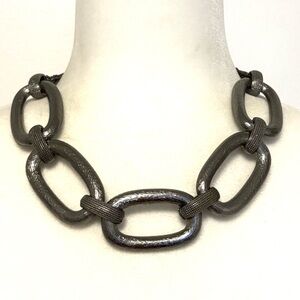 Chunky Gun Metal Large Link Silver Chain Necklace